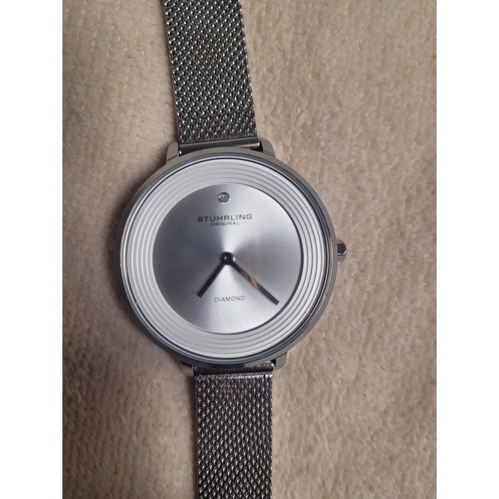 Stuhrling Symphony Womens‎ Watch Silver Mesh Diamond Stainless Steel 9 Inch Band